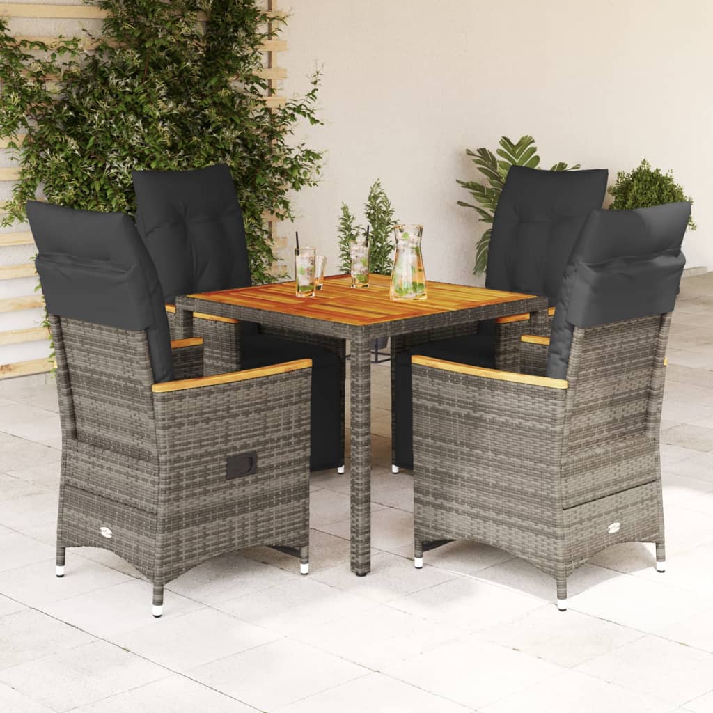 Set Bistro De Grădină Cu Perne, 3 Piese, Negru, Poliratan