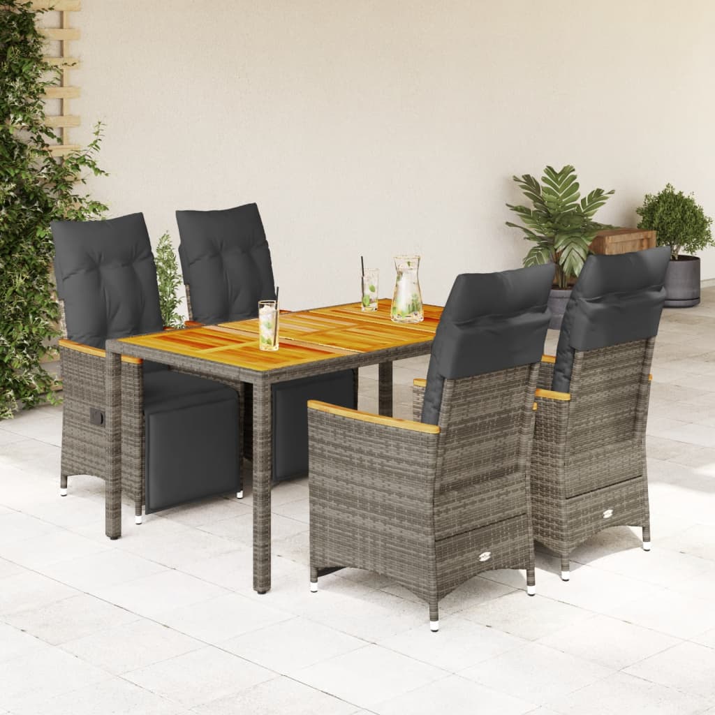 Set Bistro De Grădină Cu Perne, 3 Piese, Negru, Poliratan