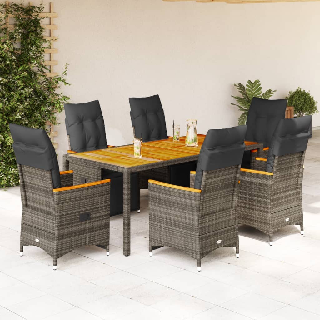 Set Bistro De Grădină Cu Perne, 3 Piese, Negru, Poliratan