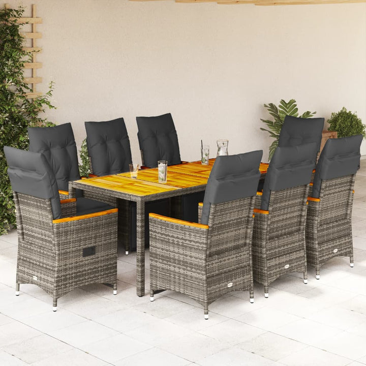 Set Bistro De Grădină Cu Perne, 3 Piese, Negru, Poliratan