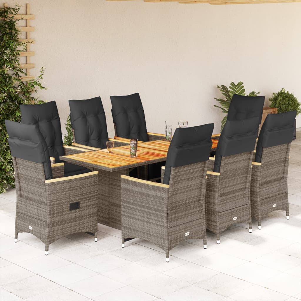 Set Bistro De Grădină Cu Perne, 3 Piese, Negru, Poliratan