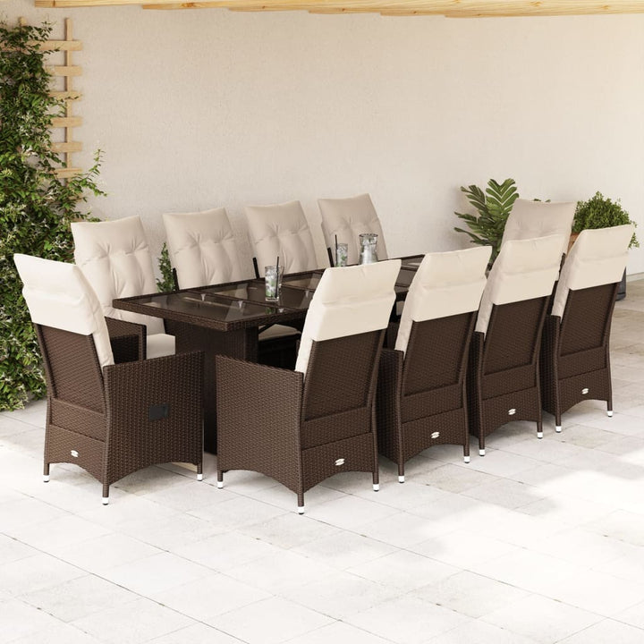 Set Bistro De Grădină, 9 Piese, Cu Perne, , Poliratan