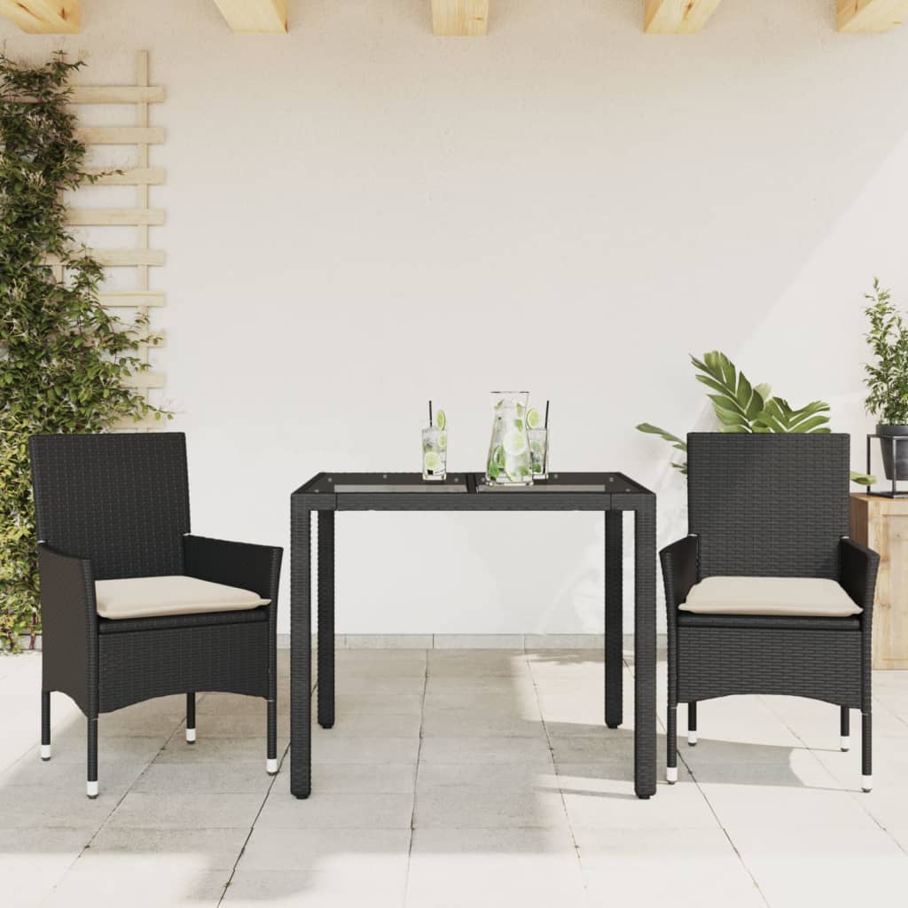 Set Mobilier De Grădină Cu Perne 3 Piese Poliratan & Sticlă
