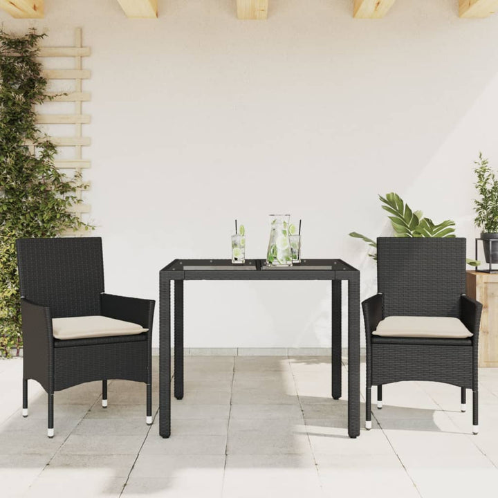 Set Mobilier De Grădină Cu Perne 3 Piese Poliratan & Sticlă