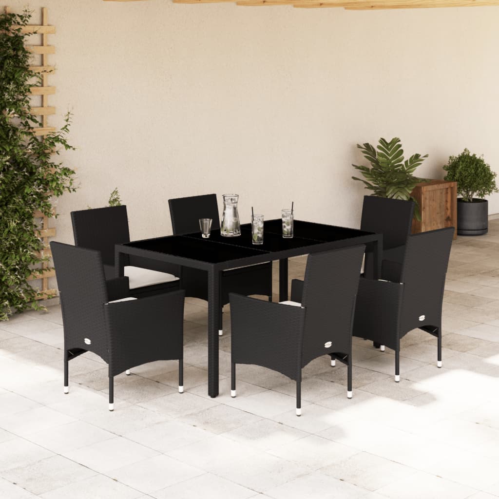 Set Mobilier De Grădină Cu Perne 3 Piese Poliratan & Sticlă