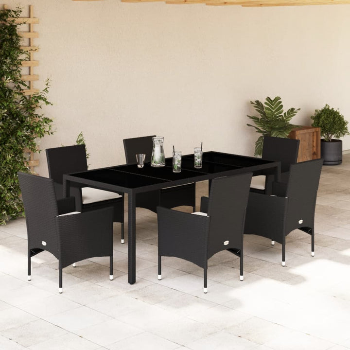 Set Mobilier De Grădină Cu Perne 3 Piese Poliratan & Sticlă