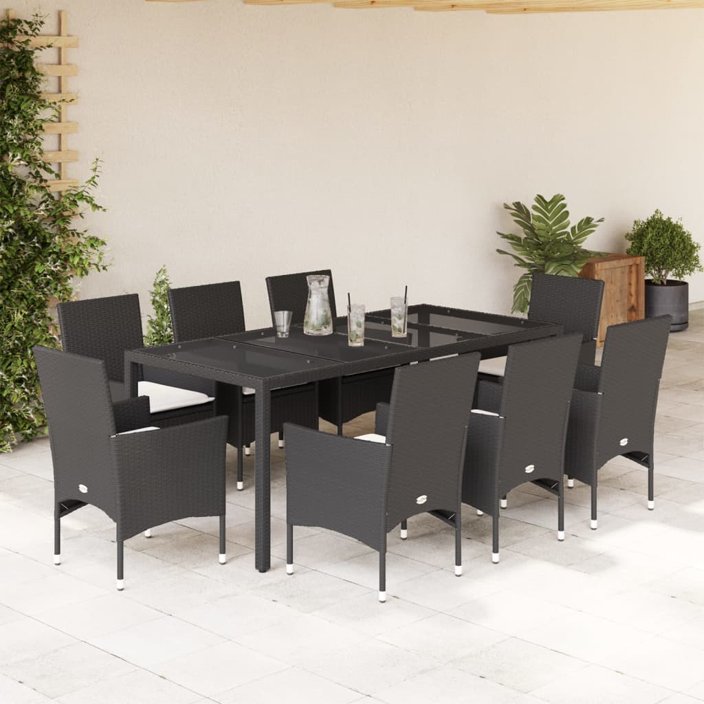 Set Mobilier De Grădină Cu Perne 3 Piese Poliratan & Sticlă