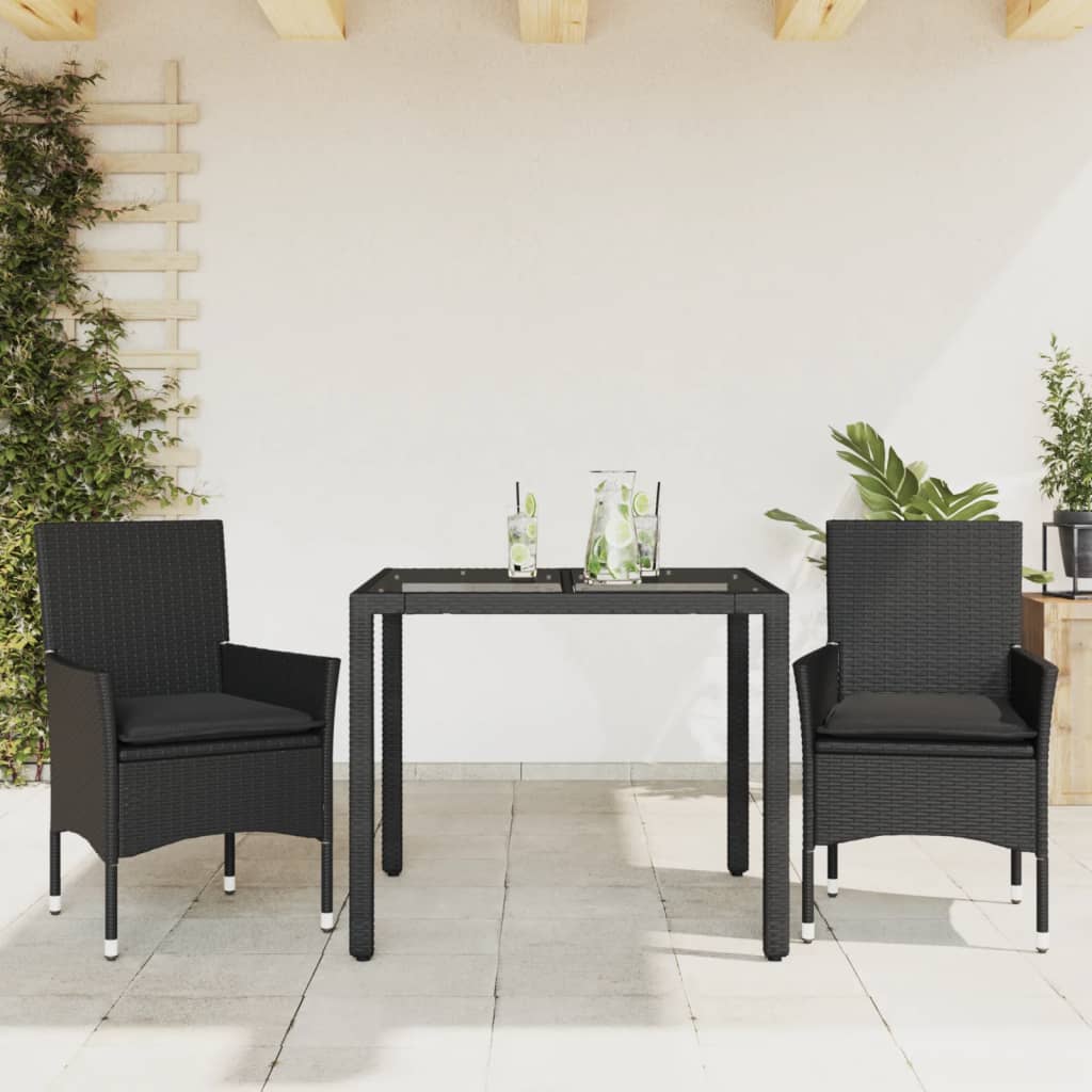 Set Mobilier De Grădină Cu Perne 3 Piese Poliratan & Sticlă