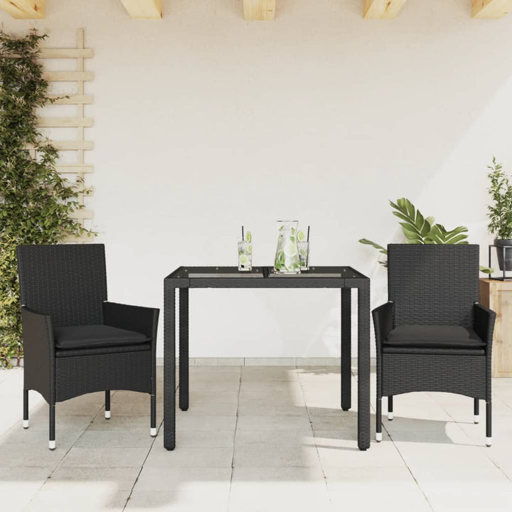 Set Mobilier De Grădină Cu Perne 3 Piese Poliratan & Sticlă