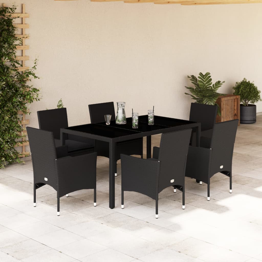 Set Mobilier De Grădină Cu Perne 3 Piese Poliratan & Sticlă