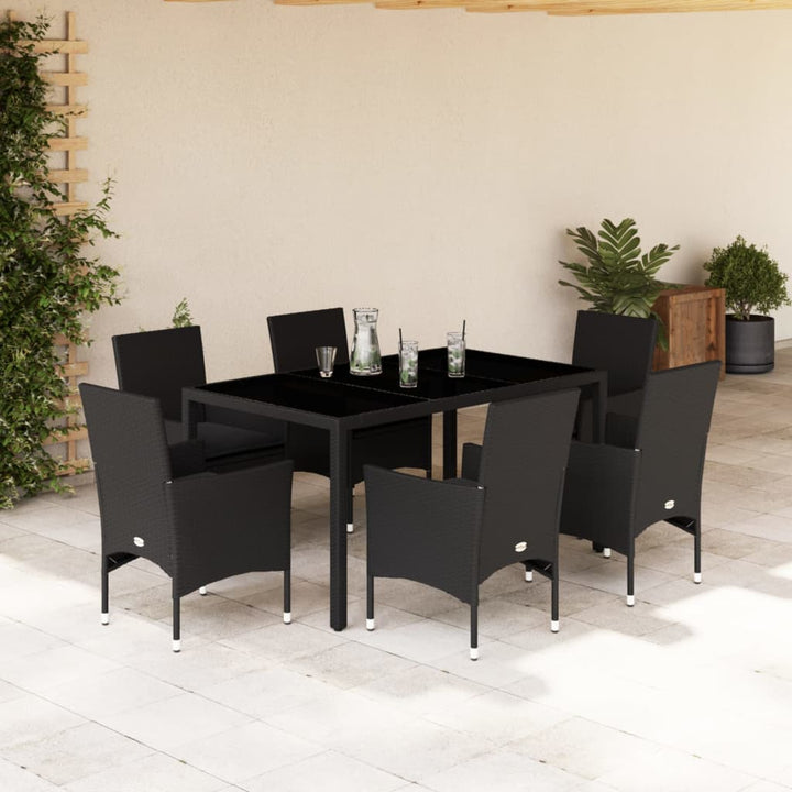 Set Mobilier De Grădină Cu Perne 3 Piese Poliratan & Sticlă