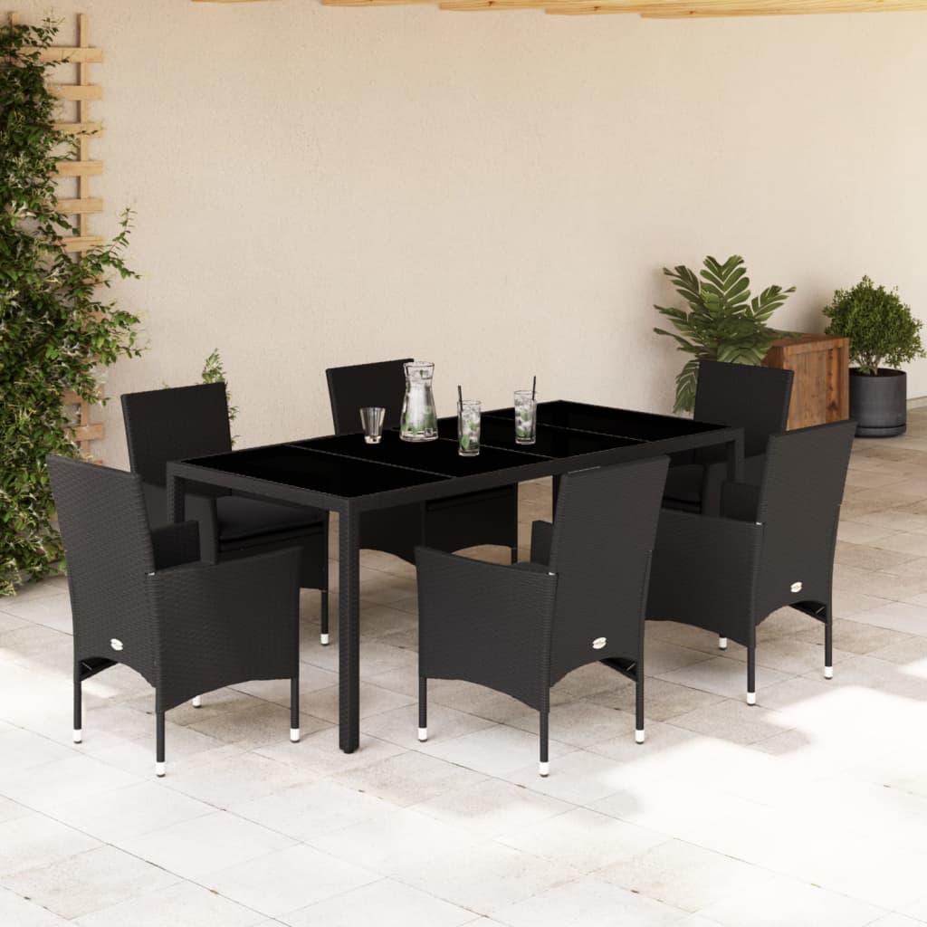 Set Mobilier De Grădină Cu Perne 3 Piese Poliratan & Sticlă