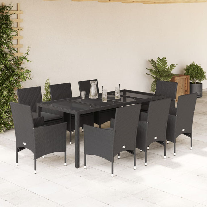 Set Mobilier De Grădină Cu Perne 3 Piese Poliratan & Sticlă