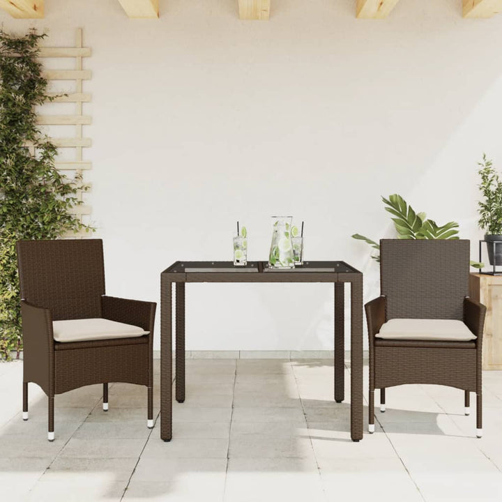 Set Mobilier De Grădină Cu Perne 3 Piese Poliratan & Sticlă