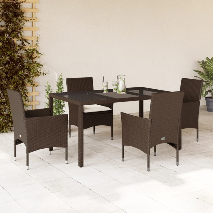 Set Mobilier De Grădină Cu Perne 3 Piese Poliratan & Sticlă
