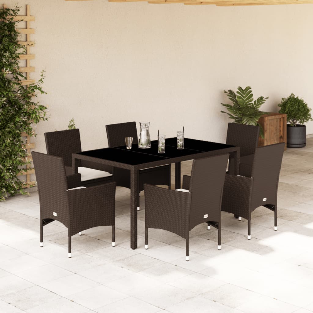 Set Mobilier De Grădină Cu Perne 3 Piese Poliratan & Sticlă