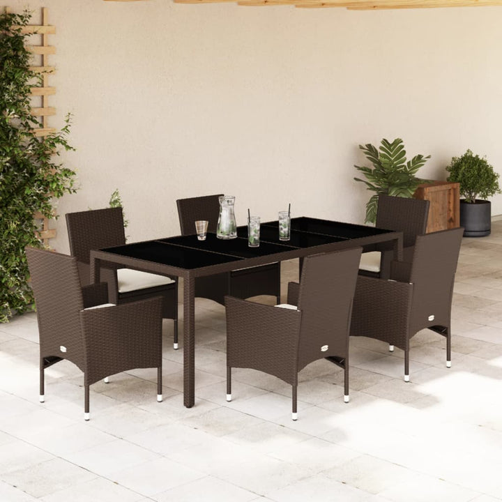 Set Mobilier De Grădină Cu Perne 3 Piese Poliratan & Sticlă