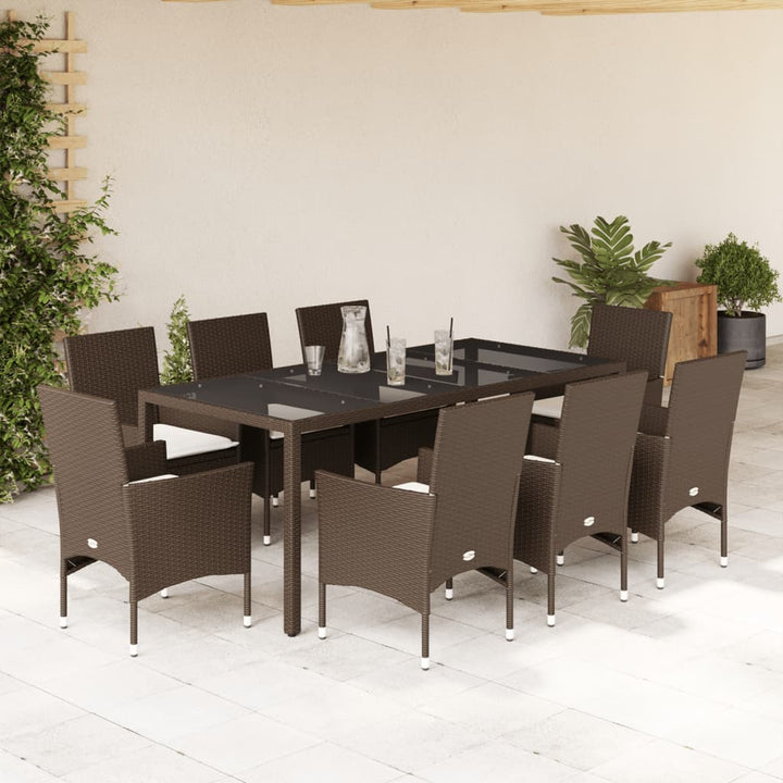 Set Mobilier De Grădină Cu Perne 3 Piese Poliratan & Sticlă