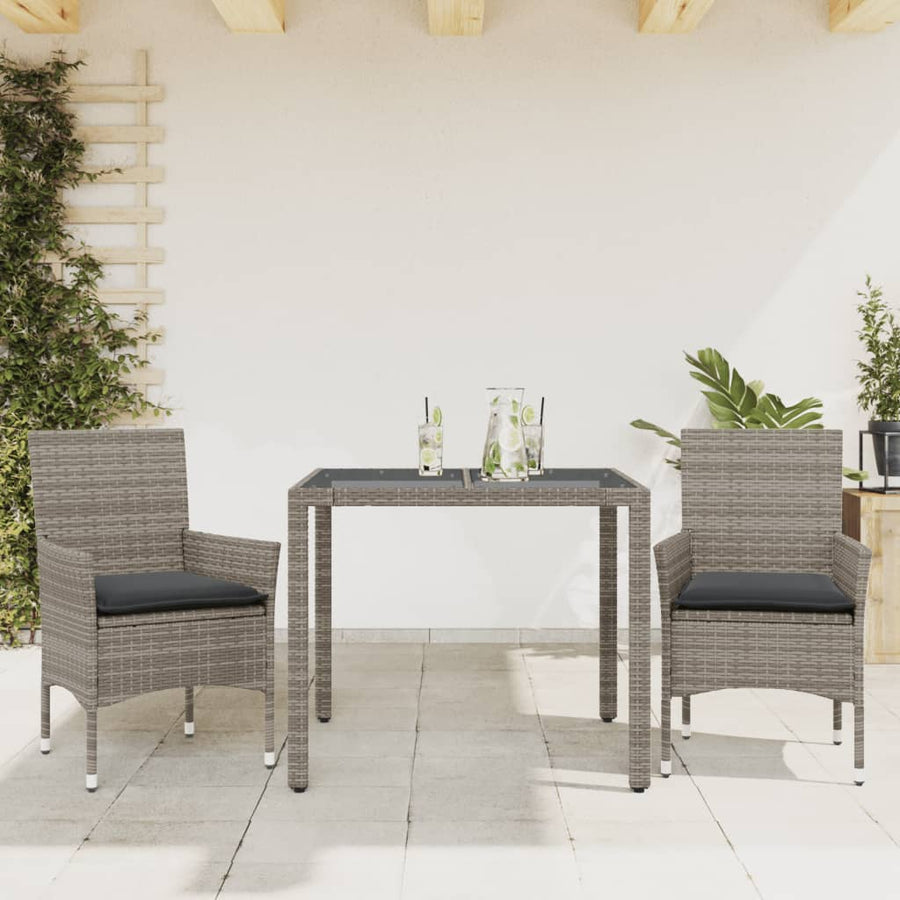 Set Mobilier De Grădină Cu Perne 3 Piese Poliratan & Sticlă