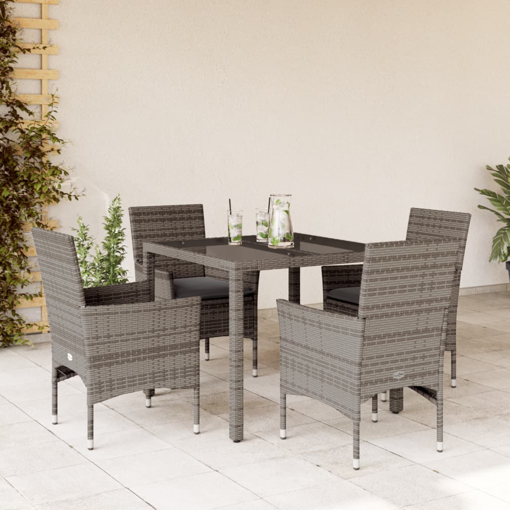 Set Mobilier De Grădină Cu Perne 3 Piese Poliratan & Sticlă