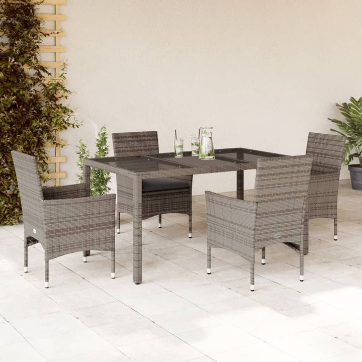 Set Mobilier De Grădină Cu Perne 3 Piese Poliratan & Sticlă