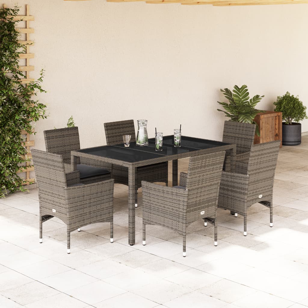 Set Mobilier De Grădină Cu Perne 3 Piese Poliratan & Sticlă