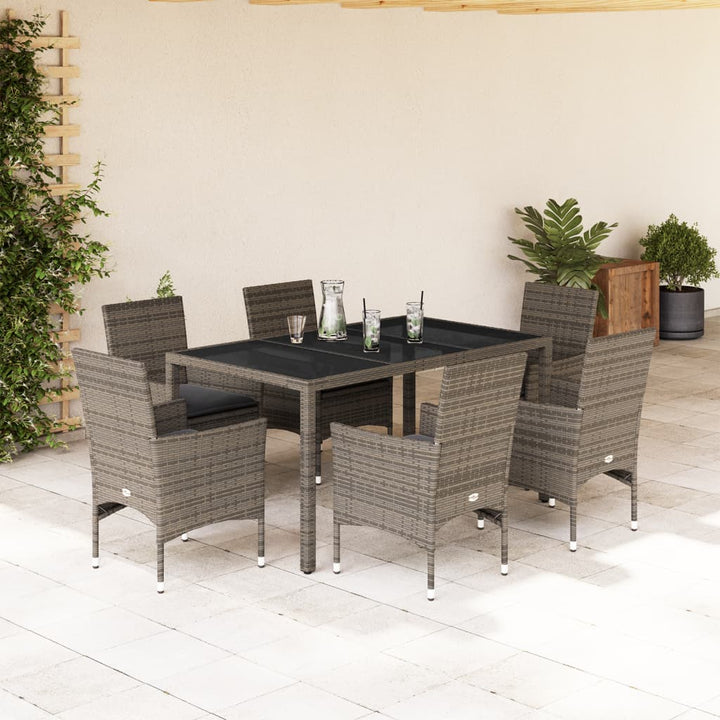 Set Mobilier De Grădină Cu Perne 3 Piese Poliratan & Sticlă