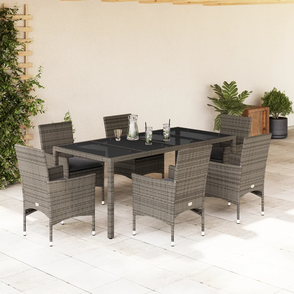 Set Mobilier De Grădină Cu Perne 3 Piese Poliratan & Sticlă