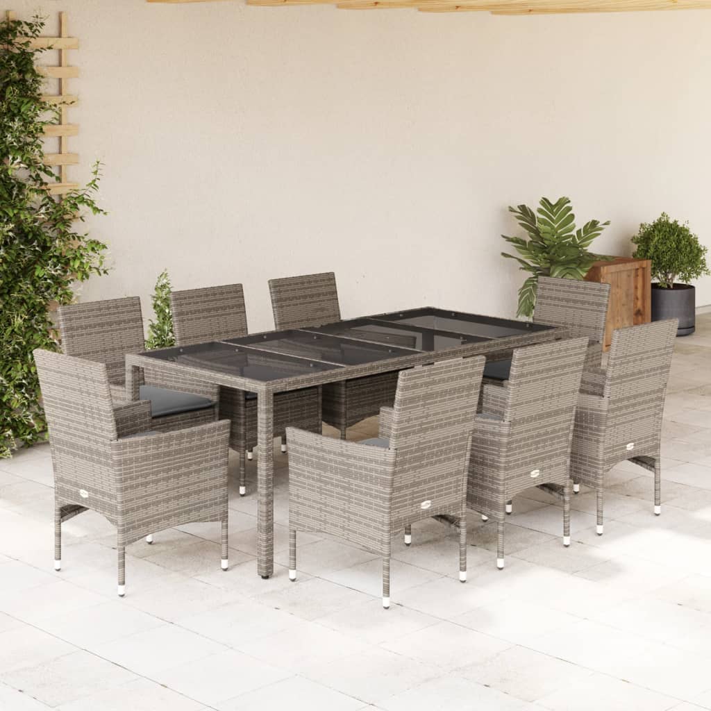 Set Mobilier De Grădină Cu Perne 3 Piese Poliratan & Sticlă