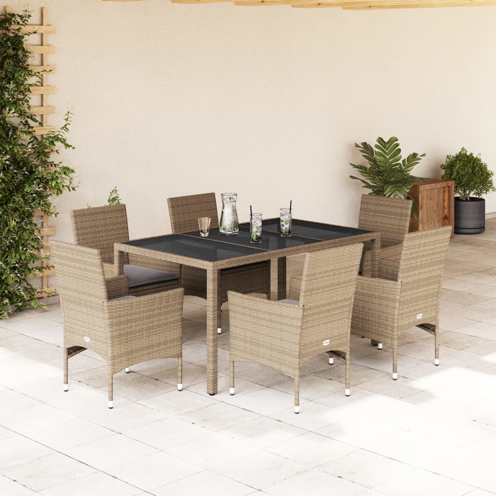 Set Mobilier De Grădină Cu Perne 3 Piese Poliratan & Sticlă