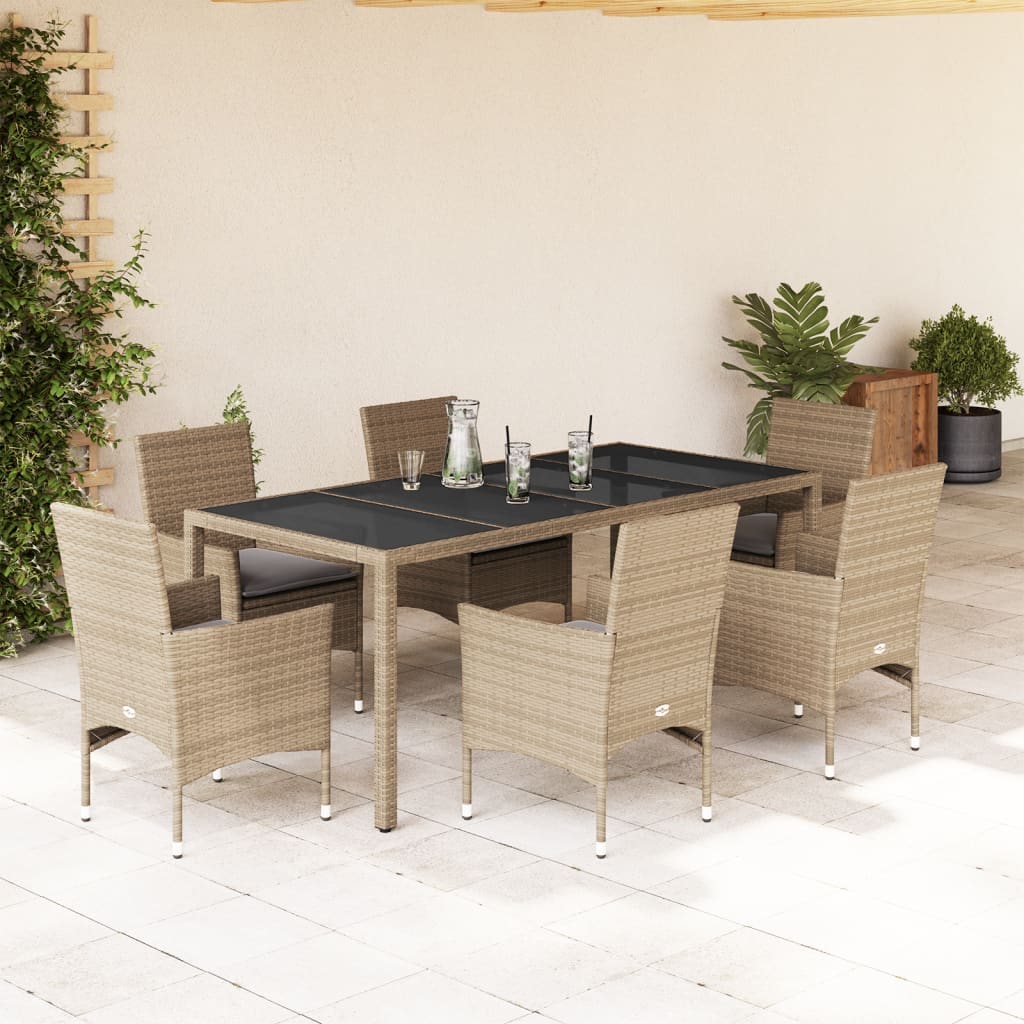 Set Mobilier De Grădină Cu Perne 3 Piese Poliratan & Sticlă