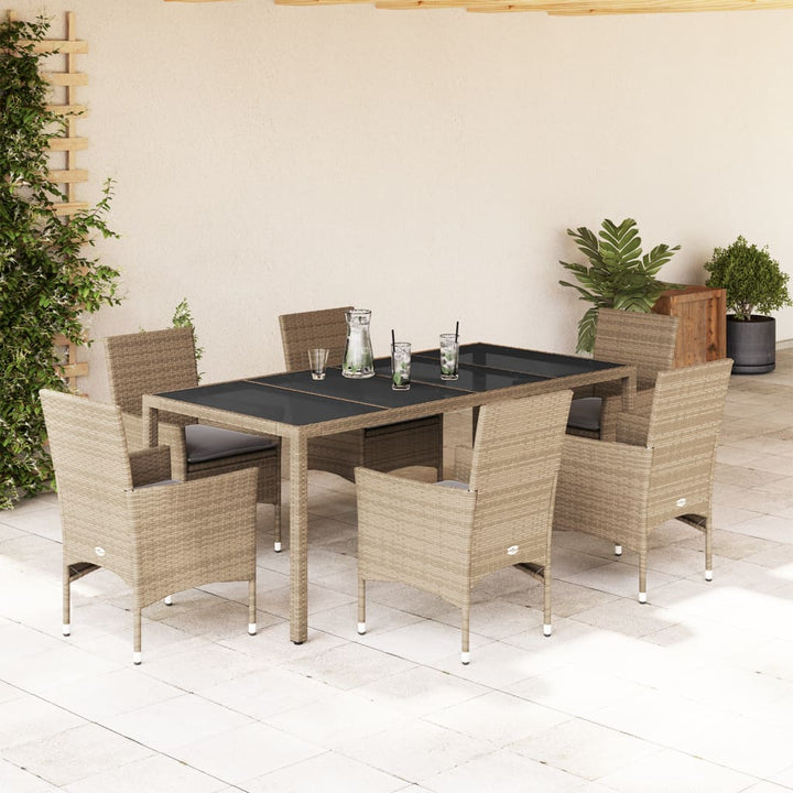 Set Mobilier De Grădină Cu Perne 3 Piese Poliratan & Sticlă