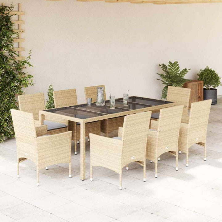 Set Mobilier De Grădină Cu Perne 3 Piese Poliratan & Sticlă