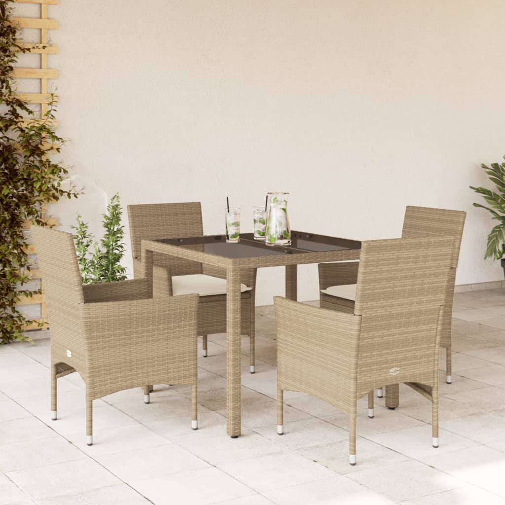 Set Mobilier De Grădină Cu Perne 3 Piese Poliratan & Sticlă