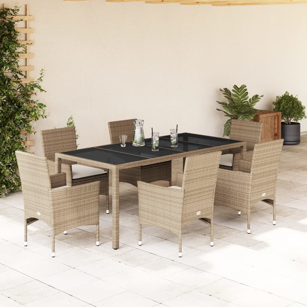 Set Mobilier De Grădină Cu Perne 3 Piese Poliratan & Sticlă