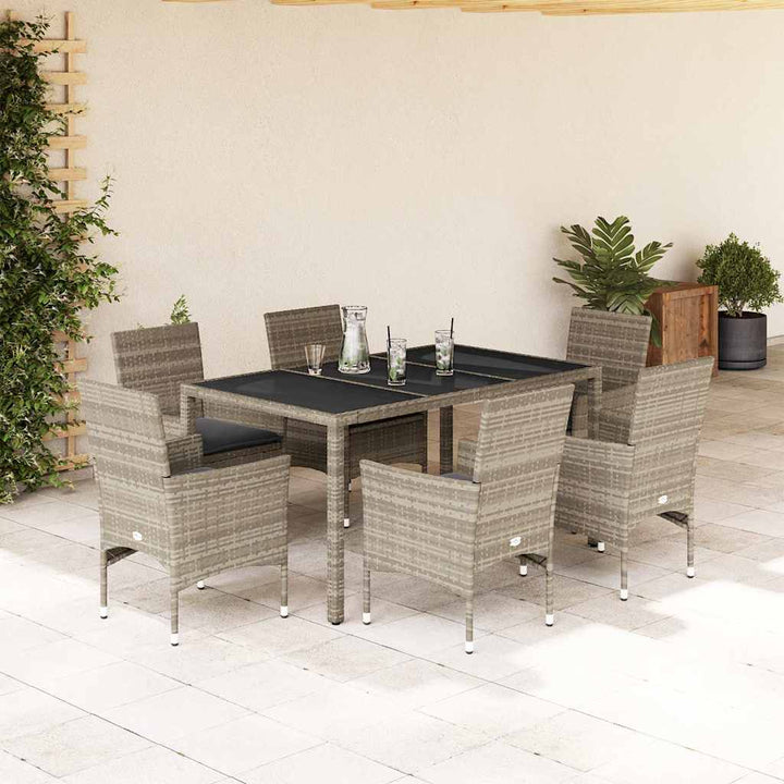 Set Mobilier De Grădină Cu Perne 3 Piese Poliratan & Sticlă