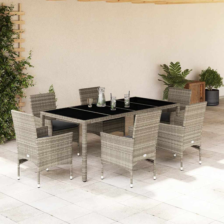 Set Mobilier De Grădină Cu Perne 3 Piese Poliratan & Sticlă
