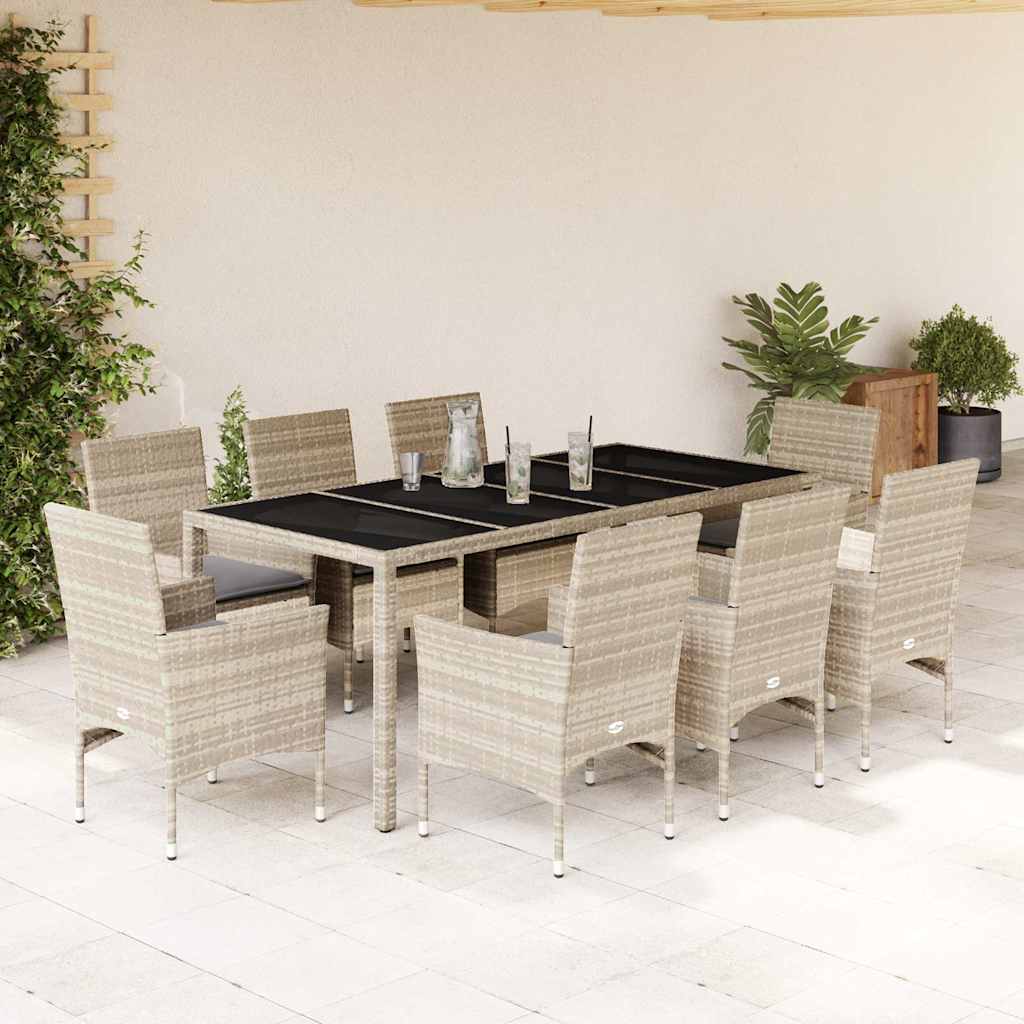 Set Mobilier De Grădină Cu Perne 3 Piese Poliratan & Sticlă