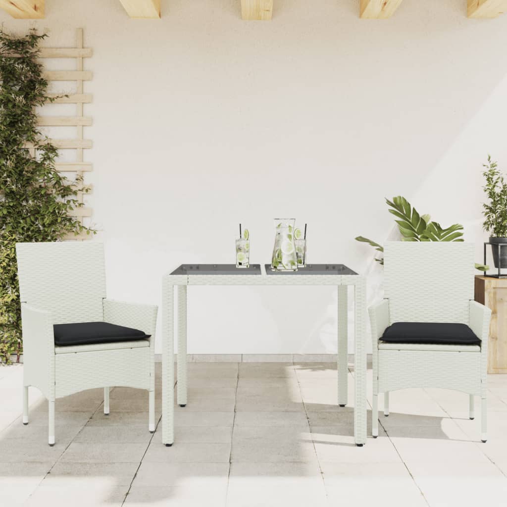 Set Mobilier De Grădină Cu Perne 3 Piese Poliratan & Sticlă