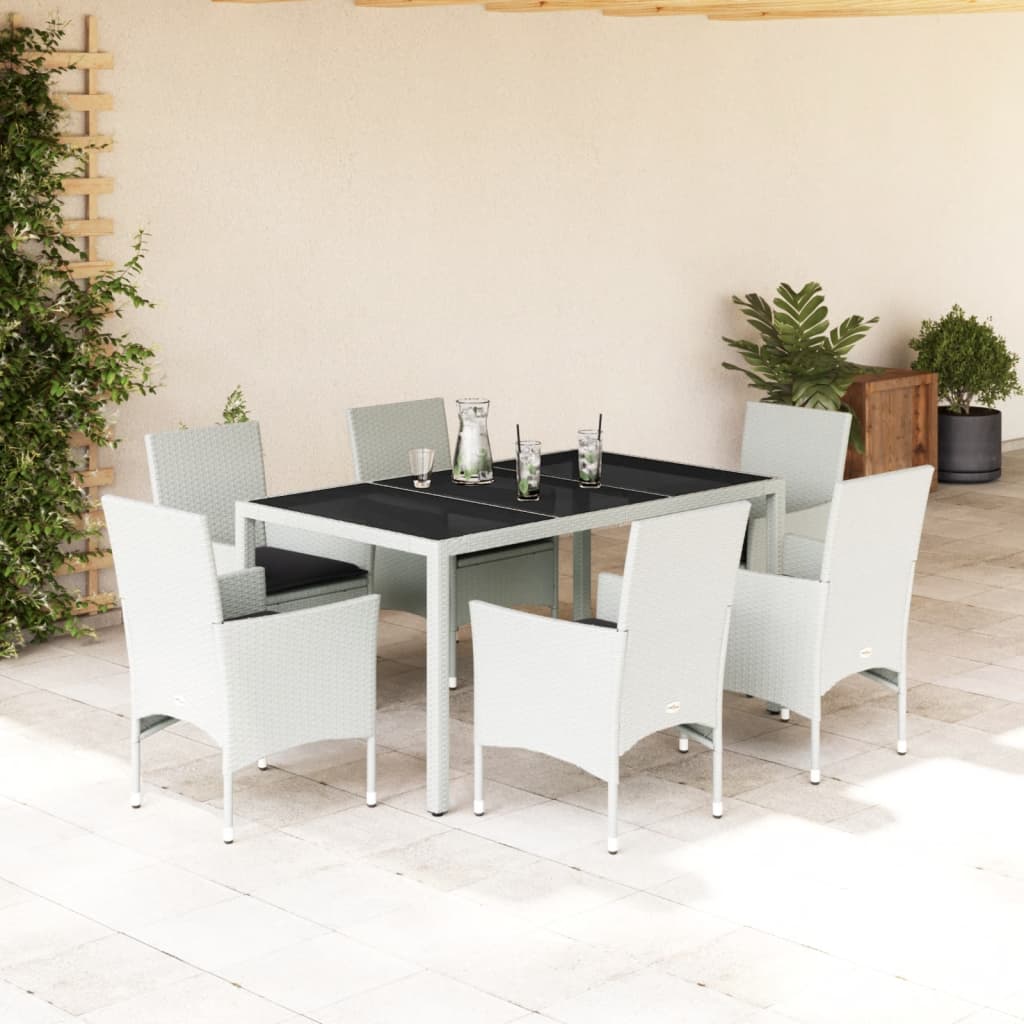 Set Mobilier De Grădină Cu Perne 3 Piese Poliratan & Sticlă