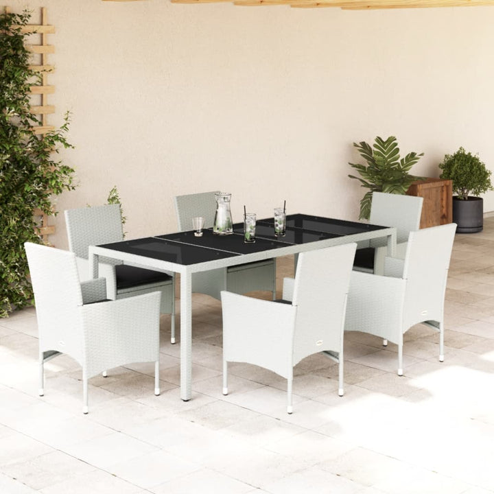 Set Mobilier De Grădină Cu Perne 3 Piese Poliratan & Sticlă