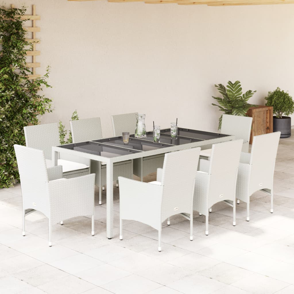 Set Mobilier De Grădină Cu Perne 3 Piese Poliratan & Sticlă