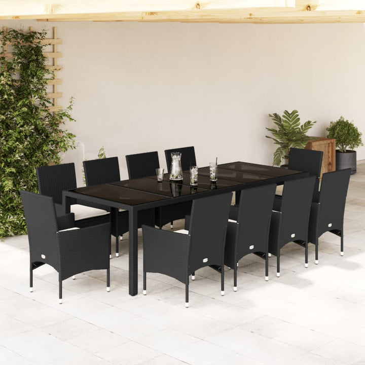 Set Mobilier De Grădină Cu Perne 11Piese Poliratan&Sticlă