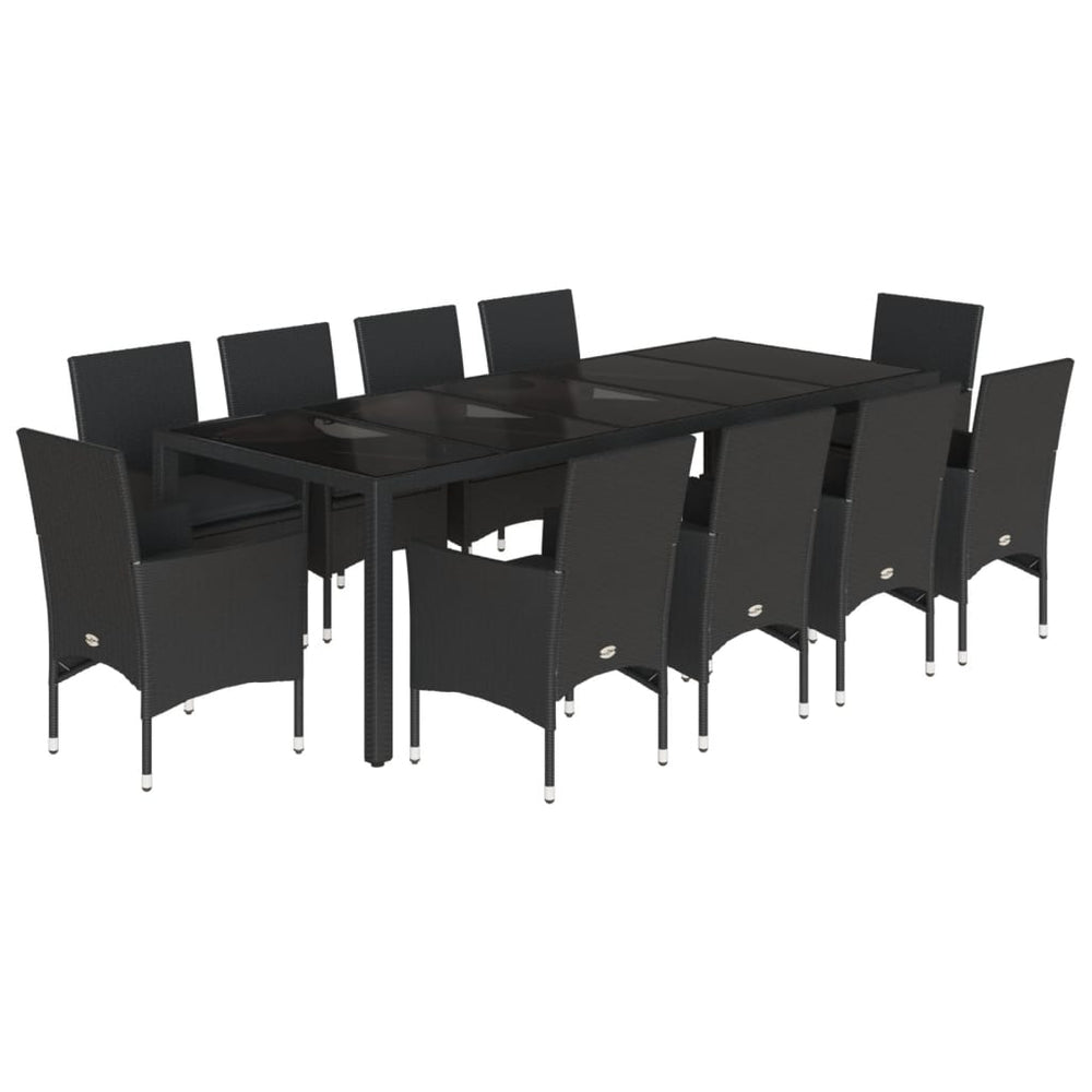Set Mobilier De Grădină Cu Perne 11Piese Poliratan&Sticlă