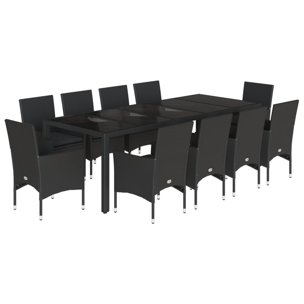 Set Mobilier De Grădină Cu Perne 11Piese Poliratan&Sticlă