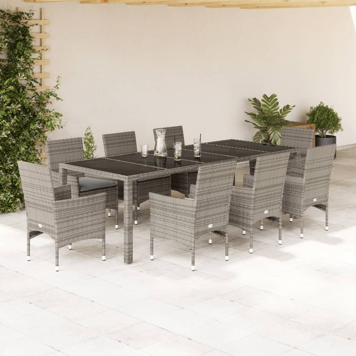 Set Mobilier De Grădină Cu Perne 11Piese Poliratan&Sticlă