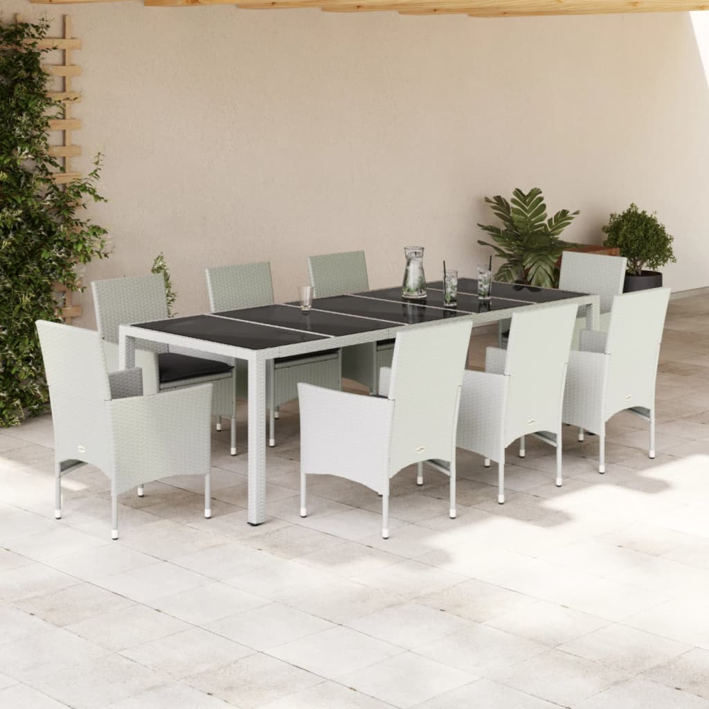 Set Mobilier De Grădină Cu Perne 11Piese Poliratan&Sticlă