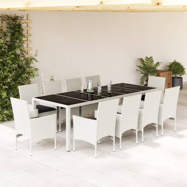 Set Mobilier De Grădină Cu Perne 11Piese Poliratan&Sticlă