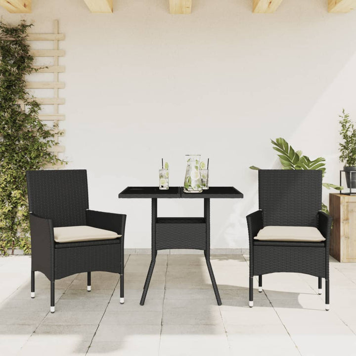 Set Mobilier De Grădină Cu Perne 3 Piese Poliratan & Sticlă