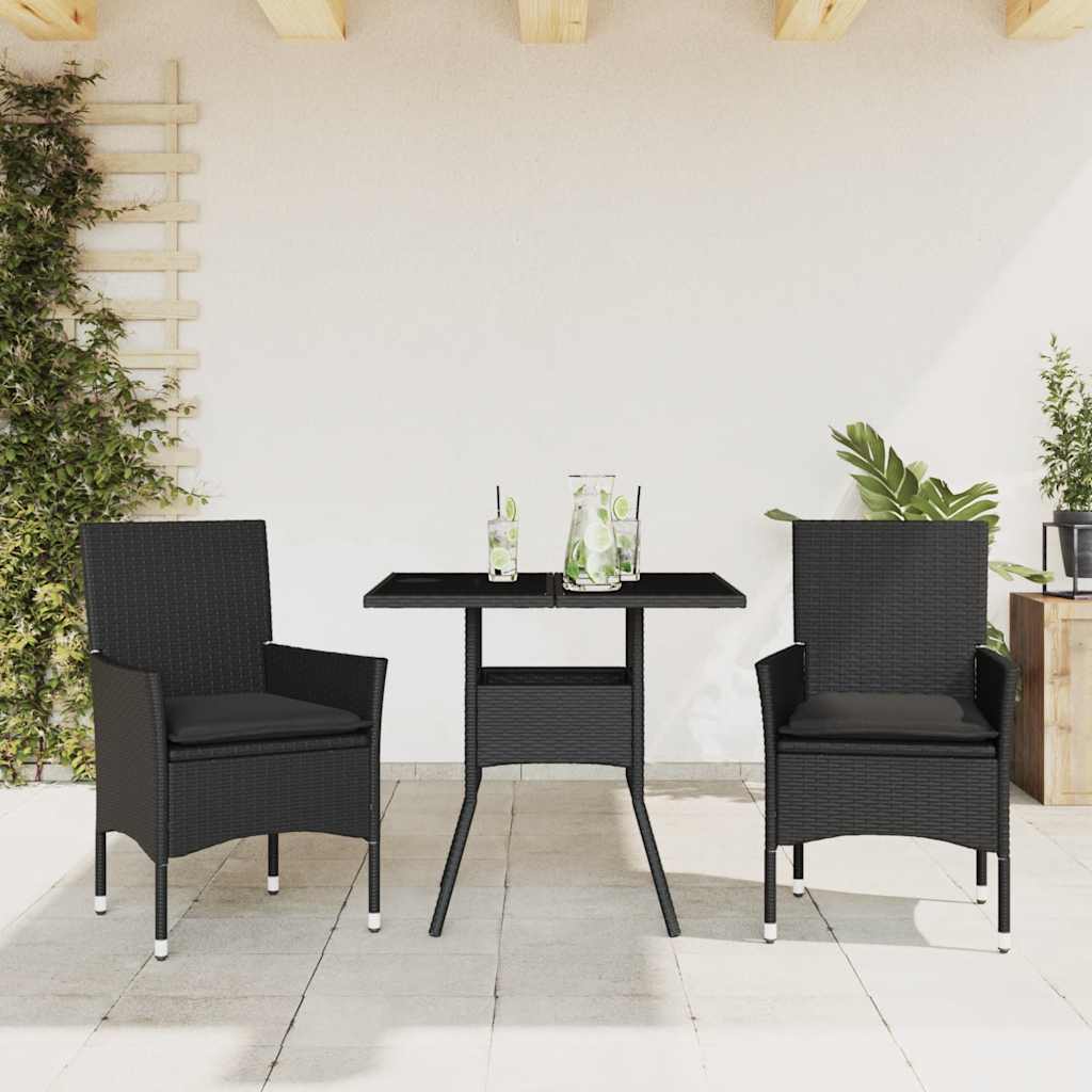Set Mobilier De Grădină Cu Perne 3 Piese Poliratan & Sticlă